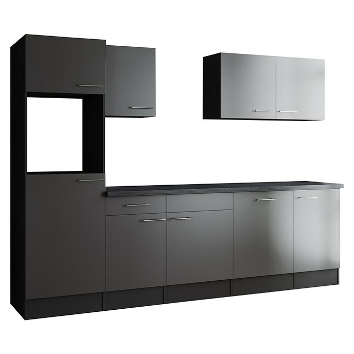 Respekta Olivia Küchenleerblock (Breite: 280 cm, Grau, Ohne Elektrogeräte, Silberne Griffe) | BAUHAUS