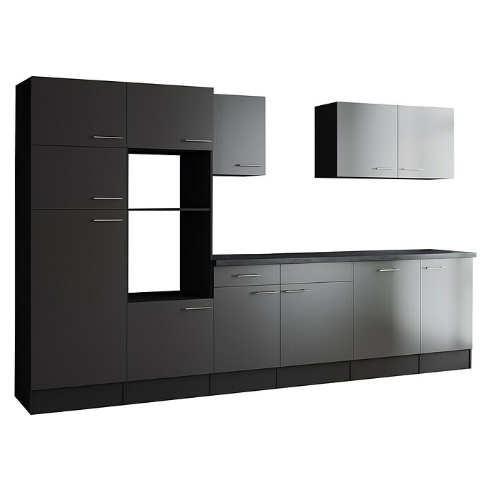 Respekta Olivia Küchenleerblock (Breite: 340 cm, Grau, Ohne Elektrogeräte, Silberne Griffe) | BAUHAUS