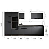 Respekta Olivia Küchenleerblock (Breite: 340 cm, Artisan Eiche Nachbildung Grau, Ohne Elektrogeräte, Schwarze Griffe) | BAUHAUS