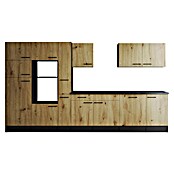 Respekta Olivia Küchenleerblock (Breite: 370 cm, Artisan Eiche Nachbildung, Ohne Elektrogeräte, Schwarze Griffe) | BAUHAUS