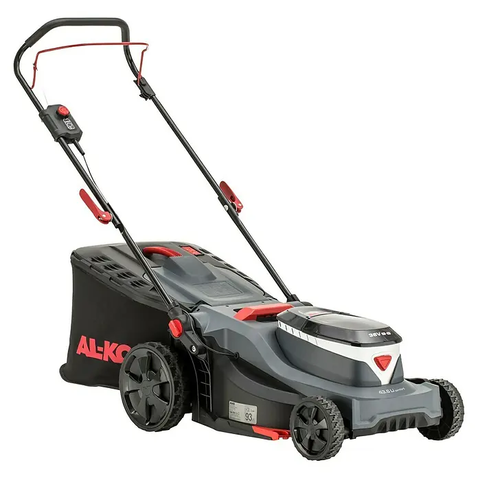 AL-KO 18V/36V Akku-Rasenmäher 43.6 - 18 V - 36 V, 2 Akkus, 5 Ah, Schnittbreite: 43 cm - AL-KO Akku-Rasenmäher mit Grasfangkorb für einen sauberen und effizienten Gartenschnitt. Ideal für mittelgroße Rasenflächen.