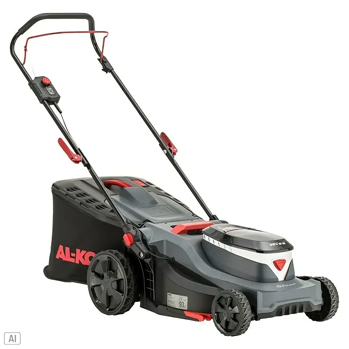 AL-KO 18V/36V Akku-Rasenmäher 43.6 - 18 V - 36 V, 2 Akkus, 5 Ah, Schnittbreite: 43 cm - AL-KO Akku-Rasenmäher mit Grasfangkorb für einen sauberen und effizienten Gartenschnitt. Ideal für mittelgroße Rasenflächen.