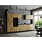 Respekta Olivia Küchenleerblock (Breite: 340 cm, Artisan Eiche, Ohne Elektrogeräte, Schwarze Griffe) | BAUHAUS