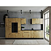 Respekta Olivia Küchenleerblock (Breite: 370 cm, Artisan Eiche Nachbildung, Ohne Elektrogeräte, Schwarze Griffe) | BAUHAUS