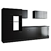 Respekta Olivia Küchenleerblock (Breite: 340 cm, Schwarz, Ohne Elektrogeräte, Silberne Griffe) | BAUHAUS