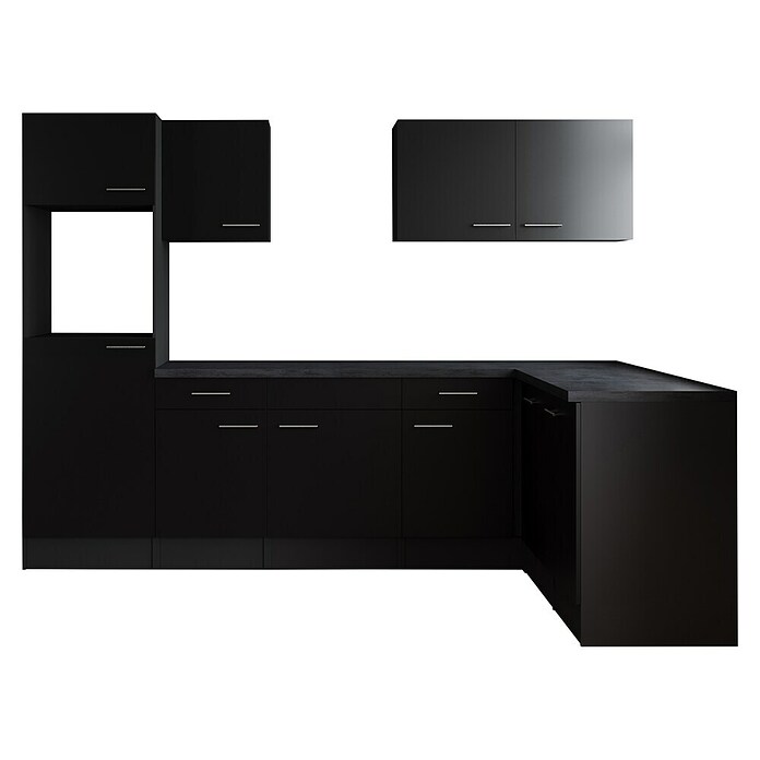 Respekta Olivia Winkelküche (Breite: 280 cm, Schwarz, Ohne Elektrogeräte) | BAUHAUS