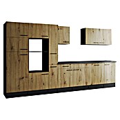 Respekta Olivia Küchenleerblock (Breite: 370 cm, Artisan Eiche Nachbildung, Ohne Elektrogeräte, Schwarze Griffe) | BAUHAUS