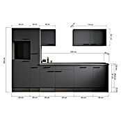 Respekta Olivia Küchenleerblock (Breite: 310 cm, Artisan Eiche Nachbildung Grau, Ohne Elektrogeräte, Schwarze Griffe) | BAUHAUS