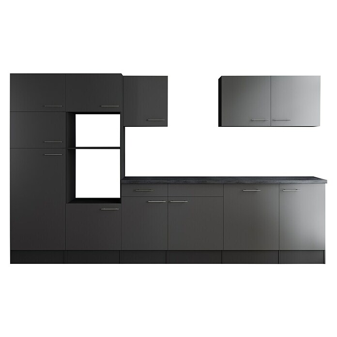 Respekta Olivia Küchenleerblock (Breite: 340 cm, Grau, Ohne Elektrogeräte, Silberne Griffe) | BAUHAUS