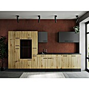 Respekta Olivia Küchenleerblock (Breite: 370 cm, Artisan Eiche Nachbildung/Grau, Ohne Elektrogeräte, Schwarze Griffe) | BAUHAUS