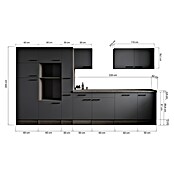 Respekta Olivia Küchenleerblock (Breite: 370 cm, Artisan Eiche Nachbildung Grau, Ohne Elektrogeräte, Schwarze Griffe) | BAUHAUS