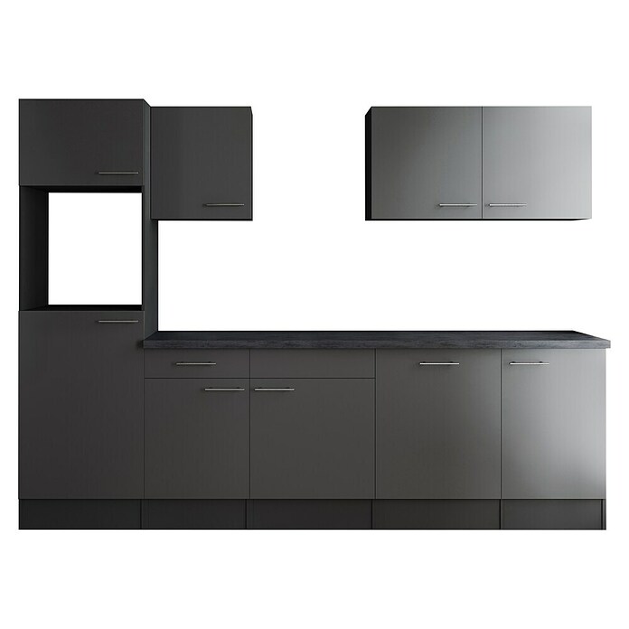 Respekta Olivia Küchenleerblock (Breite: 280 cm, Grau, Ohne Elektrogeräte, Silberne Griffe) | BAUHAUS