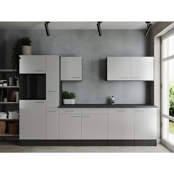 Respekta Olivia Küchenleerblock (Breite: 310 cm, Weiß, Ohne Elektrogeräte, Silberne Griffe) | BAUHAUS