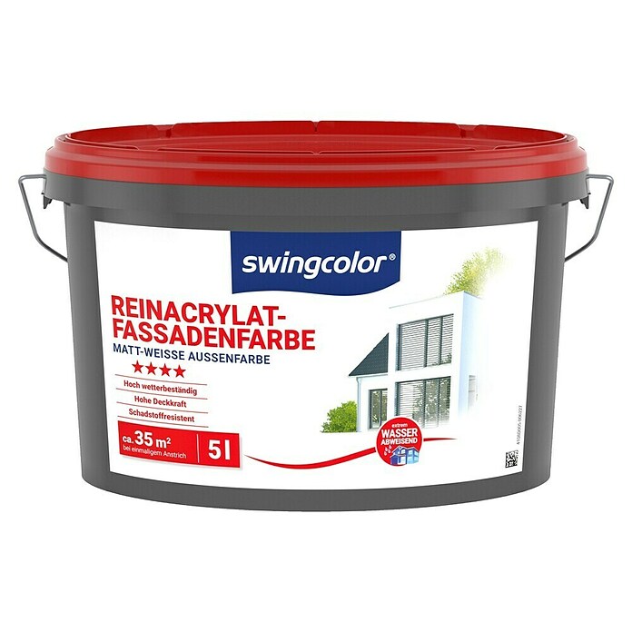 swingcolor Reinacrylat-Fassadenfarbe (Schneeweiß, 5 l, Matt)