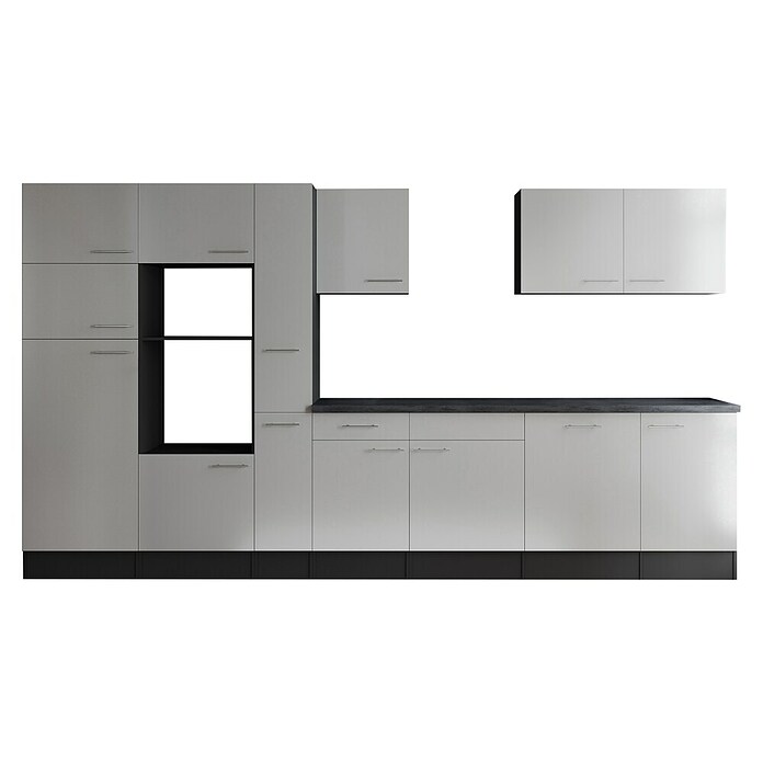 Respekta Olivia Küchenleerblock (Breite: 370 cm, Weiß, Ohne Elektrogeräte, Silberne Griffe) | BAUHAUS