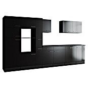 Respekta Olivia Küchenleerblock (Breite: 370 cm, Schwarz, Ohne Elektrogeräte, Silberne Griffe) | BAUHAUS