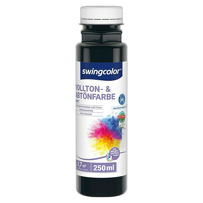 swingcolor Vollton- & Abtönfarbe (Schwarz, Matt, 250 ml, Konservierungsmittelfrei) | BAUHAUS