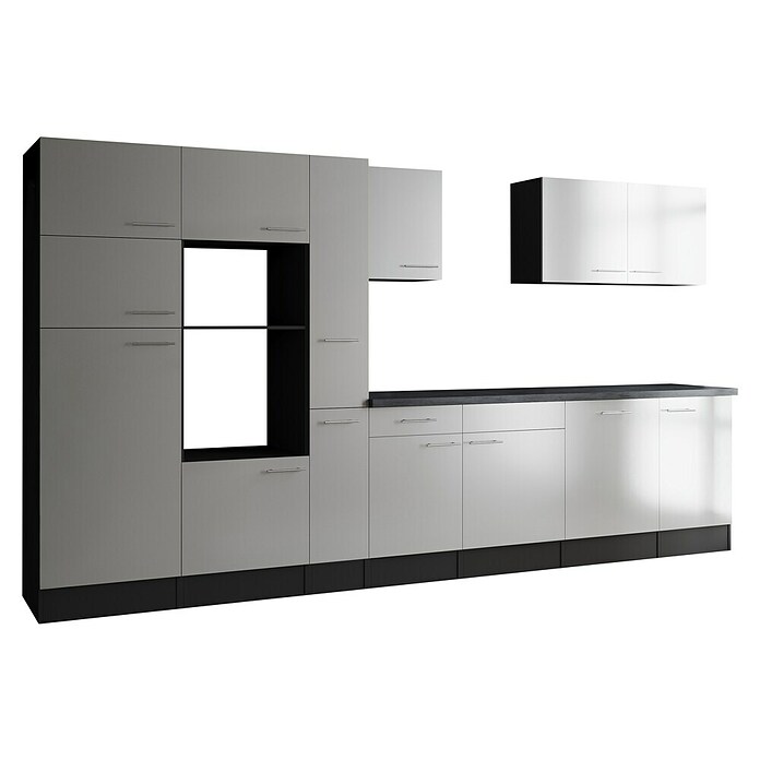 Respekta Olivia Küchenleerblock (Breite: 370 cm, Weiß, Ohne Elektrogeräte, Silberne Griffe) | BAUHAUS