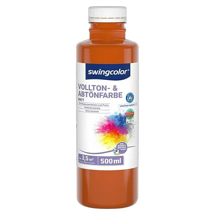 swingcolor Vollton- & Abtönfarbe - Terracotta, Matt, 500 ml, Konservierungsmittelfrei - Farbkonzentrat von Swingcolor, geeignet zum Abtönen von Farben und Putzen. Die matte Farbe ist wetterbeständig und besonders farbstark.