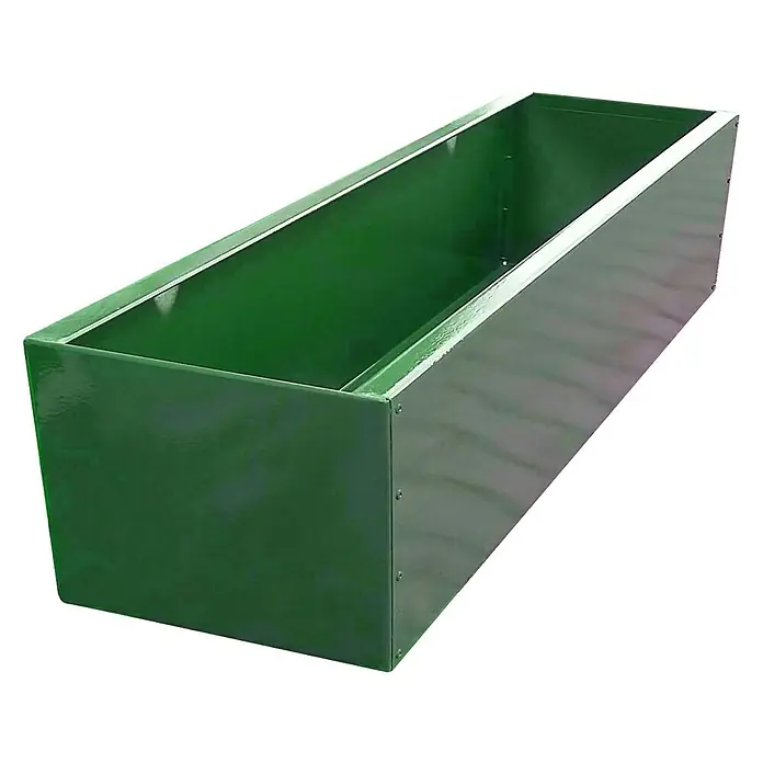 WMT Pflanzkasten RAL6005 - L x B x H: 100 x 14 x 10 cm, Dunkelgrün, Geeignet für: Stabgitterzäune, Stahl - Grüner rechteckiger Pflanzkasten, ideal für Garten und Balkon. Robuste Konstruktion für den Außenbereich.