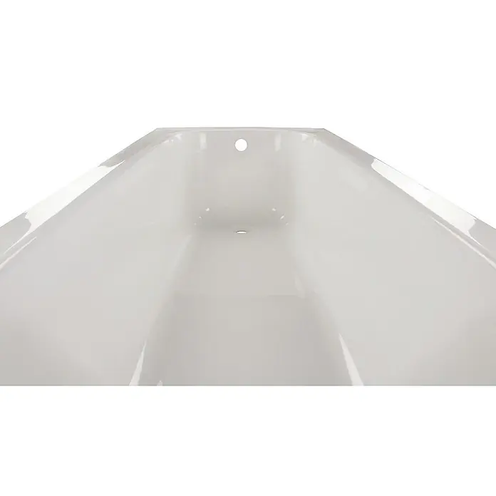 Calmwaters Badewanne Original - Sanitäracryl, Weiß - Nahaufnahme einer schlichten, weißen Badewanne mit klaren Linien und einem minimalistischen Design, ideal für moderne Badezimmer.