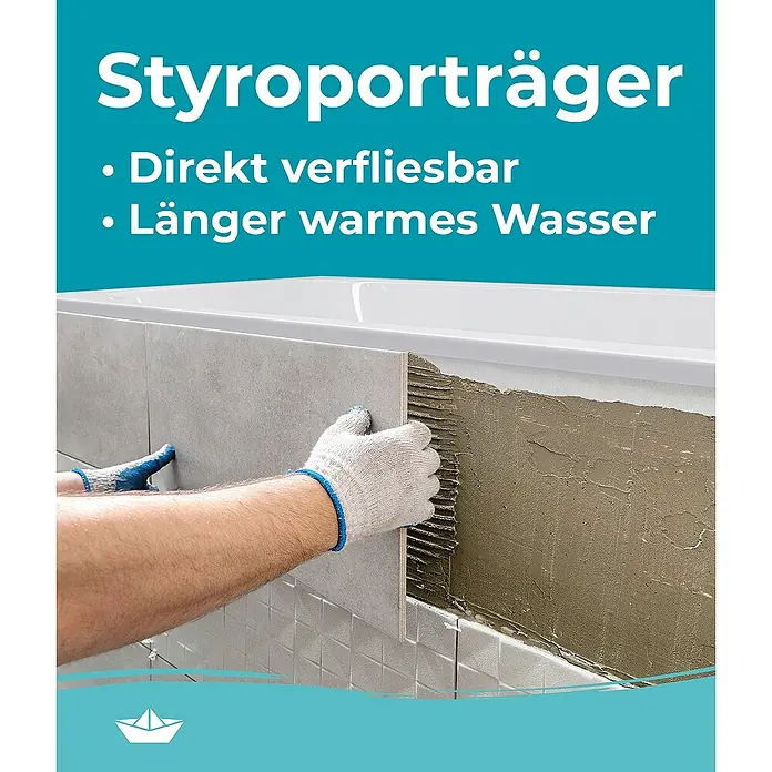 Calmwaters Badewanne Original - 170 x 75 cm, Sanitäracryl, Weiß - Styroporträger für den direkten Fliesenbau und längeres warmes Wasser, ideal für Badezimmerrenovierungen.