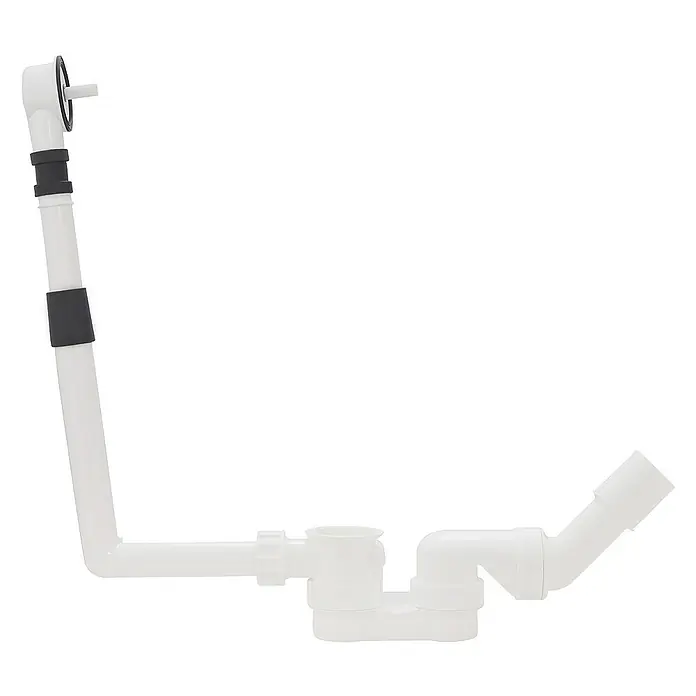 Calmwaters Badewanne Exclusive - Sanitäracryl, Weiß - Ein weißer, verstellbarer Siphon mit Überlaufgarnitur für Badewannen. Die flexiblen Rohre ermöglichen eine einfache Installation.