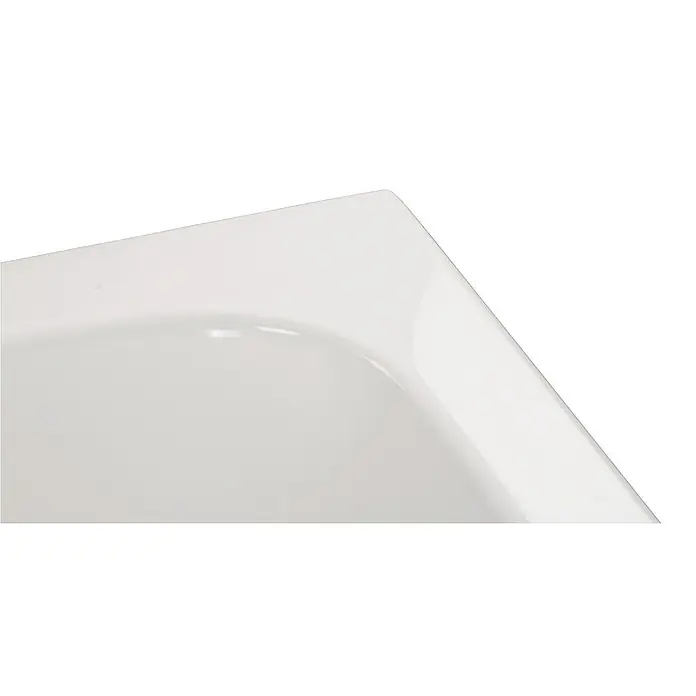 Calmwaters Badewanne Original - Sanitäracryl, Weiß - Nahaufnahme einer weißen quadratischen Badewanne, die ihre glatten Linien und moderne Ästhetik hervorhebt.