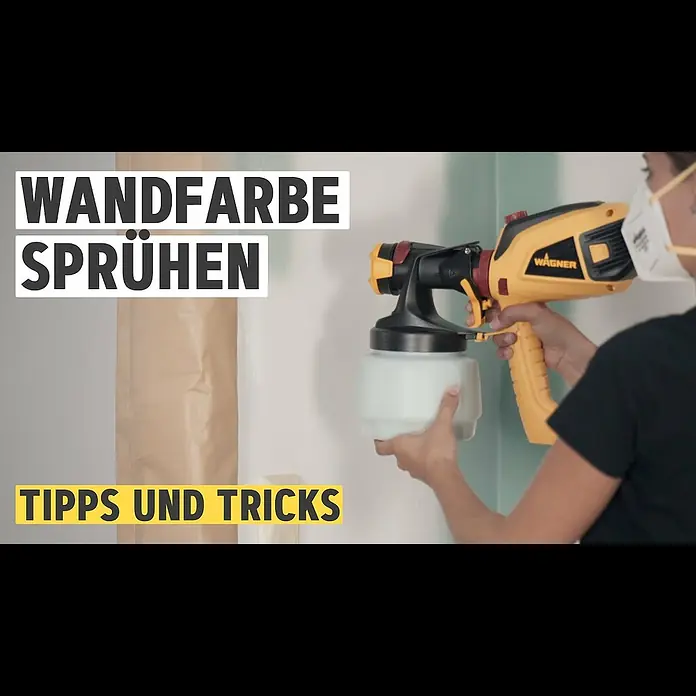 Wagner Akku-Farbsprühsystem W 600 FLEXiO 18V - 18 V, Ohne Akku, Behältervolumen: 1.300 ml, Arbeitsgeschwindigkeit: 2,5 m²/min - Tipps und Tricks beim Sprhen von Wandfarben I WAGNER