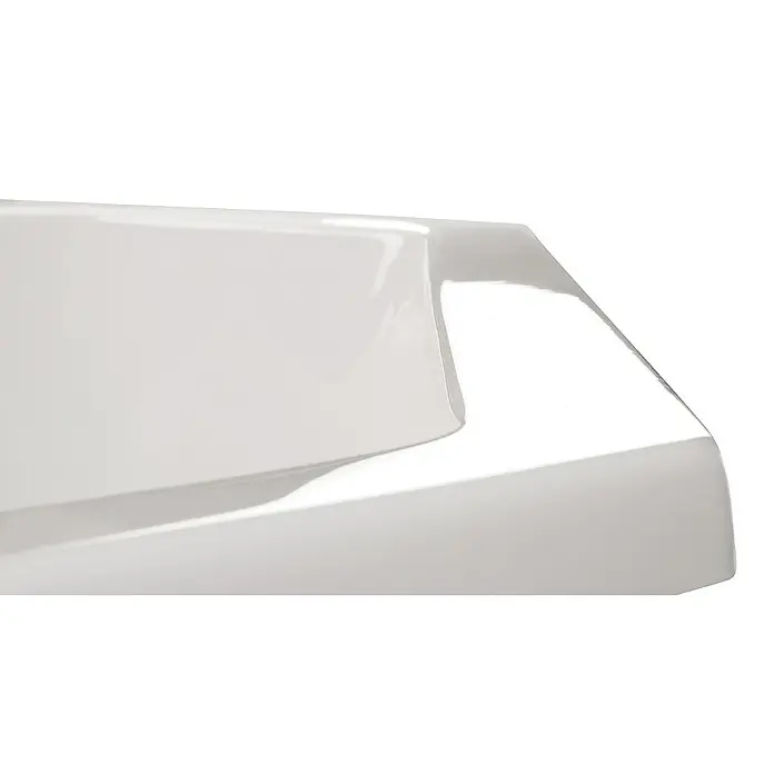 Calmwaters Badewanne Exclusive - Sanitäracryl, Weiß - Nahaufnahme einer glänzenden, weißen Abdeckung, die ein modernes und minimalistisches Design aufweist. Ideal für stilvolle Badezimmer.