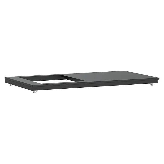 Cozze Elements Arbeitsplatte Spüle - HPL (Hochdrucklaminat), B x T x H: 110 x 60 x 1,5 cm - Eine moderne, dunkelgraue Waschtischplatte mit einem rechteckigen Ausschnitt für ein Waschbecken. Ideal für ein stilvolles Badezimmer.