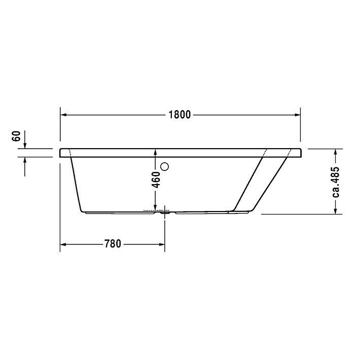 Duravit Badewanne Paiova180 x 140 cm, Raumecke Rechts, Sanitäracryl, Weiß Front View