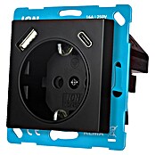 Ion Inbouwstopcontact + USB A en C (Zwart) | BAUHAUS