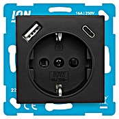 Ion Inbouwstopcontact + USB A en C (Zwart) | BAUHAUS