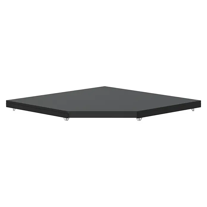 Cozze Elements Arbeitsplatte Eckschrank - HPL (Hochdrucklaminat), B x T x H: 90 x 90 x 1,5 cm - Hier ist eine quadratische, schwarze Hebebühne. Sie bietet eine stabile und ebene Fläche für verschiedene Anwendungen.