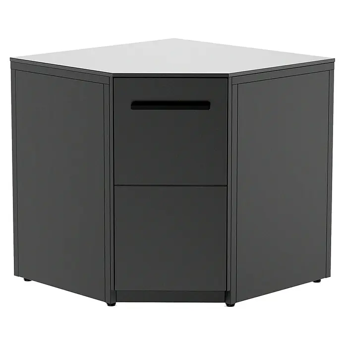 Cozze Elements Arbeitsplatte Eckschrank - HPL (Hochdrucklaminat), B x T x H: 90 x 90 x 1,5 cm - Eleganter Eckschreibtisch in Anthrazit mit praktischen Schubladen für stilvolle Büroorganisation.