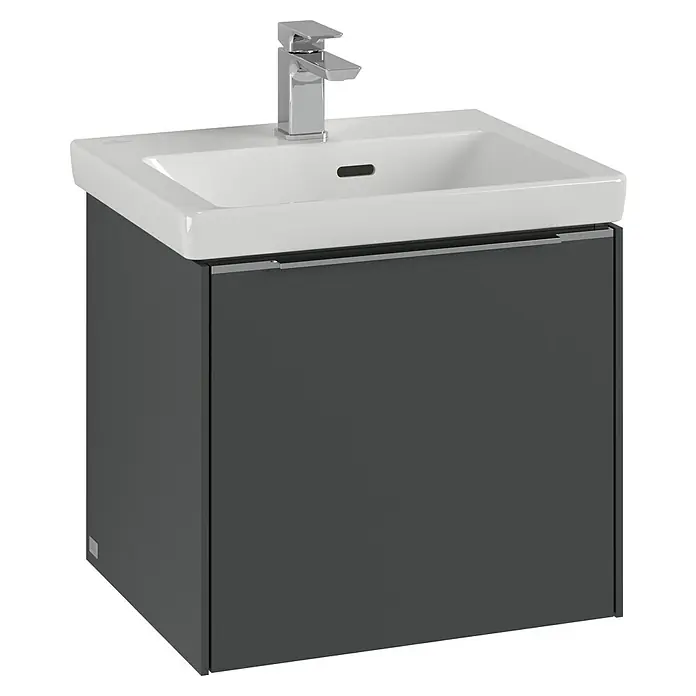Villeroy & Boch Subway 3.0 Waschbeckenunterschrank - Graphite, Anzahl Schubladen: 1 Stk., Farbe Griff: Aluminium glänzend, B x T x H: 47,3 x 40,8 x 42,9 cm - Ein moderner Badezimmerschrank mit einem stilvollen Waschbecken und einem eleganten Wasserhahn für ein zeitgemäßes Ambiente im Bad.