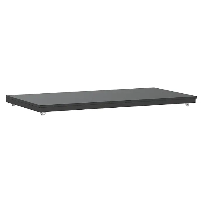 Cozze Elements Arbeitsplatte - HPL (Hochdrucklaminat), B x T x H: 110 x 60 x 1,5 cm - Eine flache, rechteckige, anthrazitfarbene Box mit einem Deckel, ideal für die Aufbewahrung von kleinen Gegenständen oder als dekoratives Element.