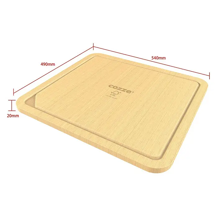 Cozze Schneidebrett - L x B x H: 54 x 49 x 2 cm, Holz - Holzbrett Cozze mit den Maßen 540 mm x 490 mm und einer Dicke von 20 mm, ideal zum Schneiden und Servieren von Speisen.