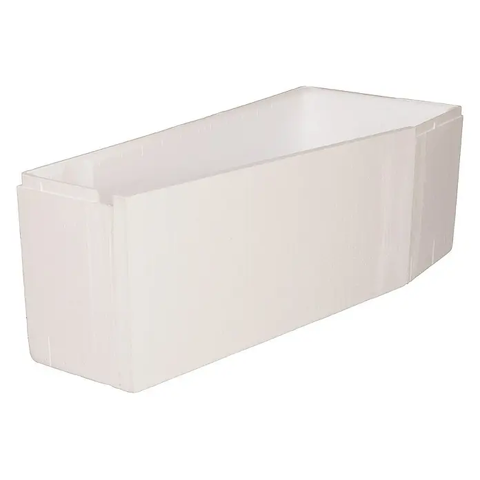 Calmwaters Raumsparbadewanne Essential Small - 160 x 70 cm, Sanitäracryl, Weiß, Links - Bild eines weißen Styroporbehälters für den Gefrierschrank.