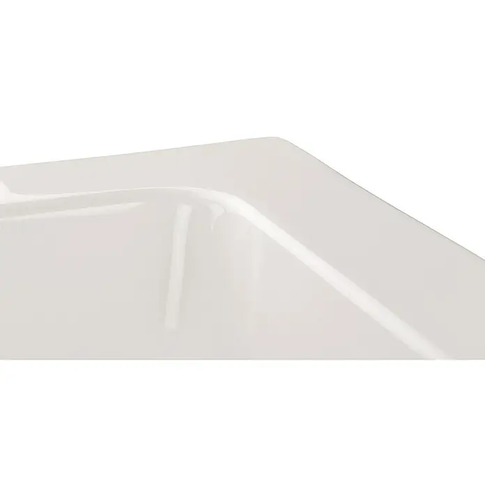 Calmwaters Badewanne Modern Square - Sanitäracryl, Weiß - Detailaufnahme einer rechteckigen, glänzend weißen Keramikspüle, die modernes Design und Funktionalität für die Küche vereint.