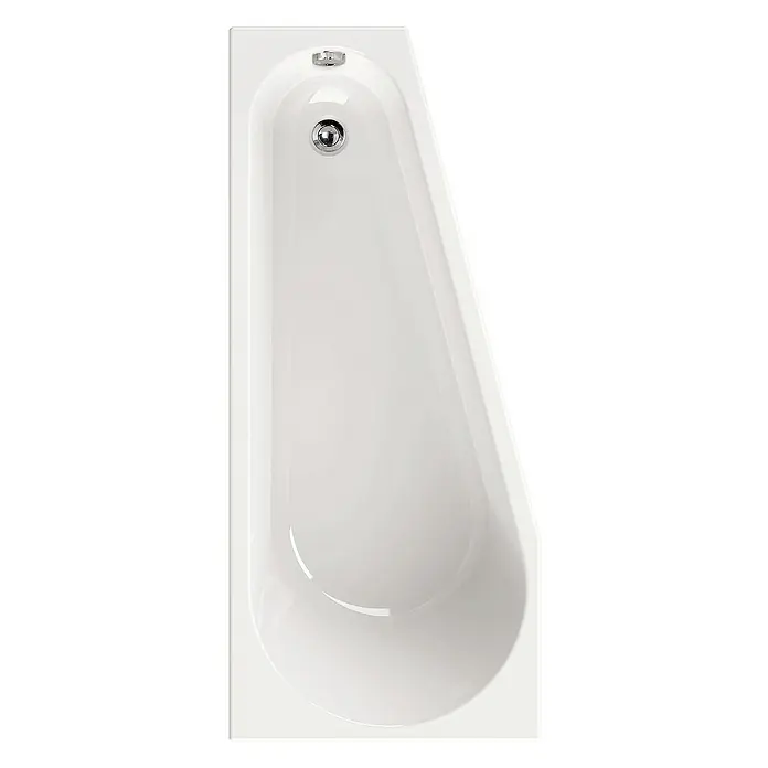 Calmwaters Raumsparbadewanne Essential Small - 160 x 70 cm, Sanitäracryl, Weiß, Rechts - Helle, asymmetrische Badewanne mit glänzender Oberfläche, hervorstechendem Abfluss und Überlaufschutz für ein entspannendes Badeerlebnis.
