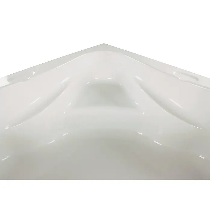 Calmwaters Eckbadewanne Original - Sanitäracryl, Weiß - Nahaufnahme einer Badewanne aus Keramik, die die saubere und glänzende Oberfläche des Produkts hervorhebt.