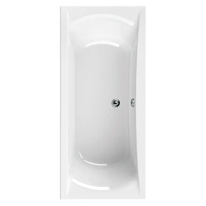 Calmwaters Badewanne Modern Curved - Sanitäracryl, Weiß - Ein weißes Badewannen-Produktbild, das die sanitäre Ausstattung in sauberer und einladender Weise präsentiert. Ideal für Badgestaltungsideen.