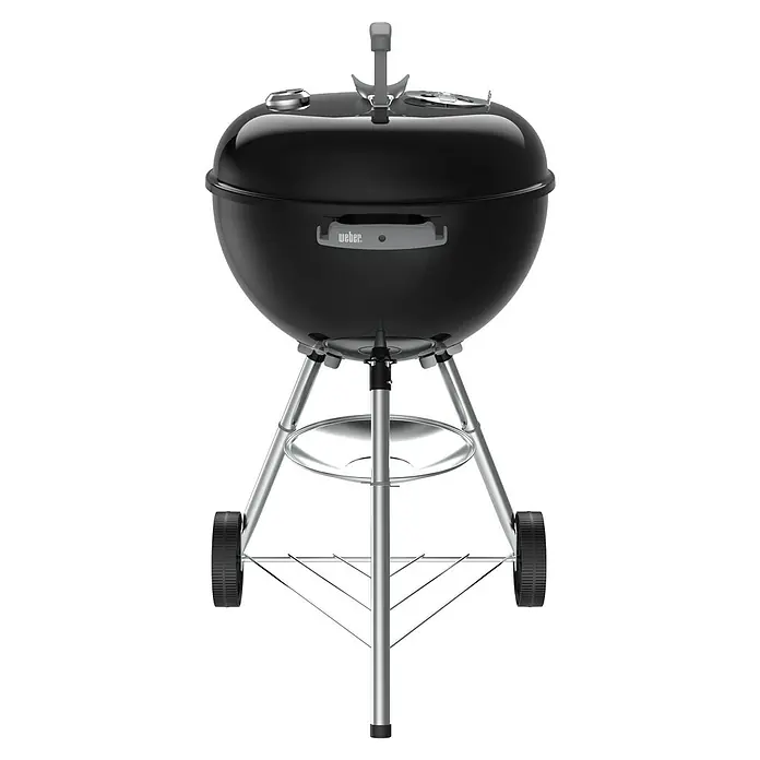 Weber Kugelgrill Bar-B-Kettle - Durchmesser Grillfläche: 47 cm, Schwarz - Schwarzer Weber Holzkohlegrill mit silbernen Beinen und Rädern. Perfekt für jeden Grillmeister.