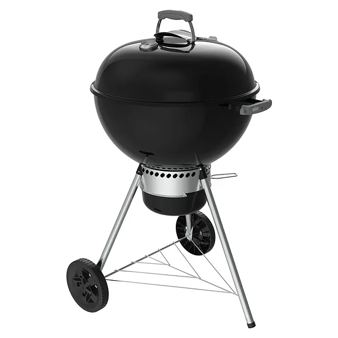 Weber Original Kugelgrill Kettle Premium - Durchmesser Grillfläche: 57 cm, Schwarz - Schwarzer Weber Holzkohlegrill mit Deckel und Rädern, ideal für Gartenpartys und sommerliches Grillen.