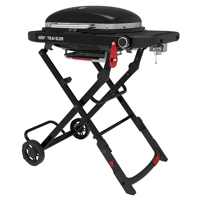 Weber Compact Gasgrill Traveler - Grillfläche (B x T): 53 x 36 cm, 3,2 kW, Anzahl Brenner: 1 Stk. - Der Weber Traveler Grill, ein kompakter Gasgrill für unterwegs, mit robustem Gestell und praktischen Funktionen.