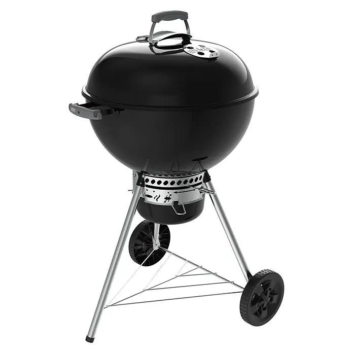 Weber Original Kugelgrill Kettle Premium - Durchmesser Grillfläche: 57 cm, Schwarz - Schwarzer Weber Holzkohlegrill mit Deckel und Rädern für den einfachen Transport im Garten oder auf der Terrasse.