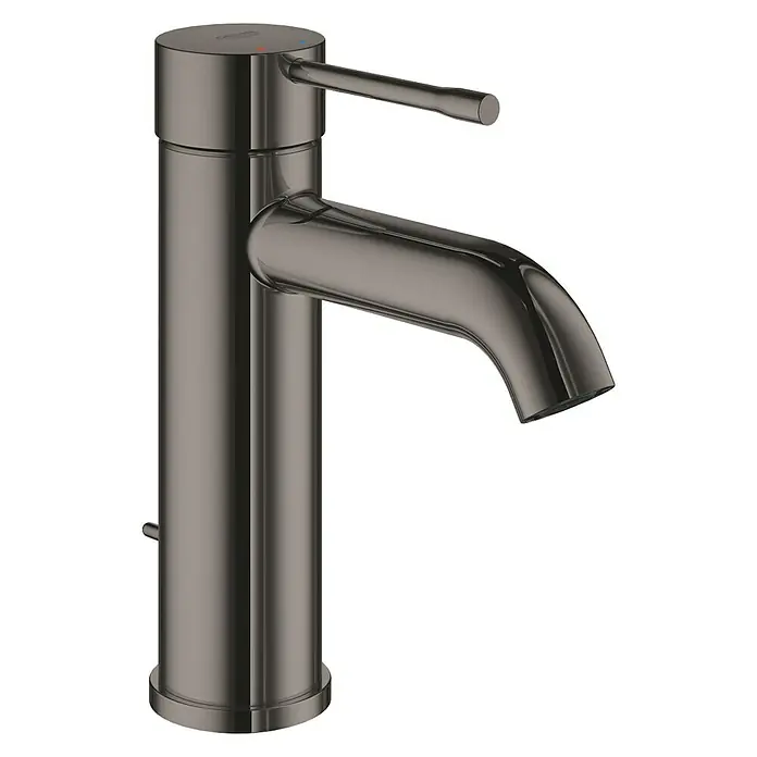 Grohe Essence New Waschtischarmatur S-Size - Mit Zugstange, Hard Graphite, Glänzend - Elegante GROHE Armatur in gebürstetem Graphit. Modernes Design für jedes Badezimmer. Hochwertige Materialien für Langlebigkeit.