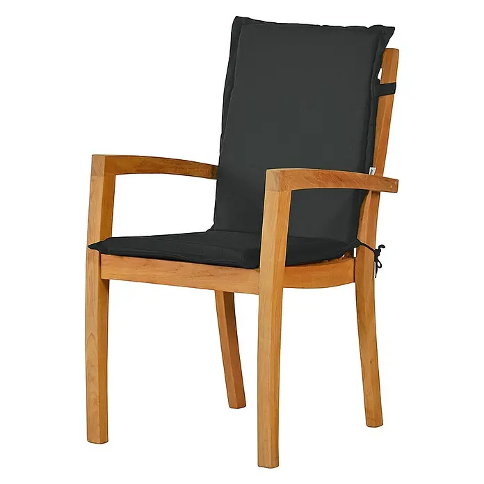Kai Wiechmann Sitzauflage - Stapelstuhl, L x B x H: 93 x 40 x 4 cm, Polyacryl, Anthrazit - Holzstuhl mit anthrazitfarbener Polsterung für Sitz und Rückenlehne, ideal für den Garten oder die Terrasse. Bequemer Sitzkomfort.